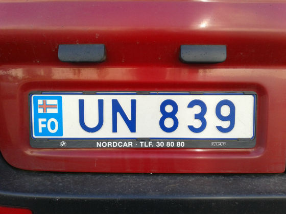 faroe islands license plate