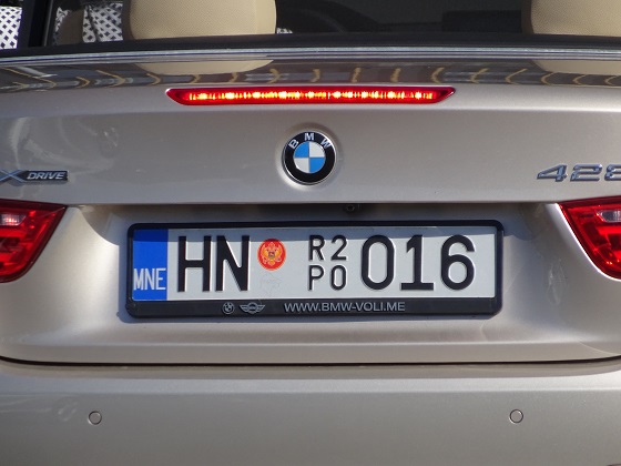 montenegro license plate