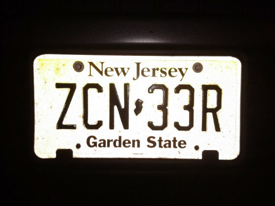 united states new jersey licence plate