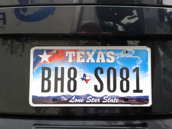 united states texas license plate